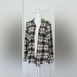 Forever 21 Men Brown and Cream Plaid Shirt Jacket